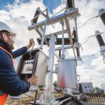 Engineer,Electrician,Check,The,Substation,Construction,Process