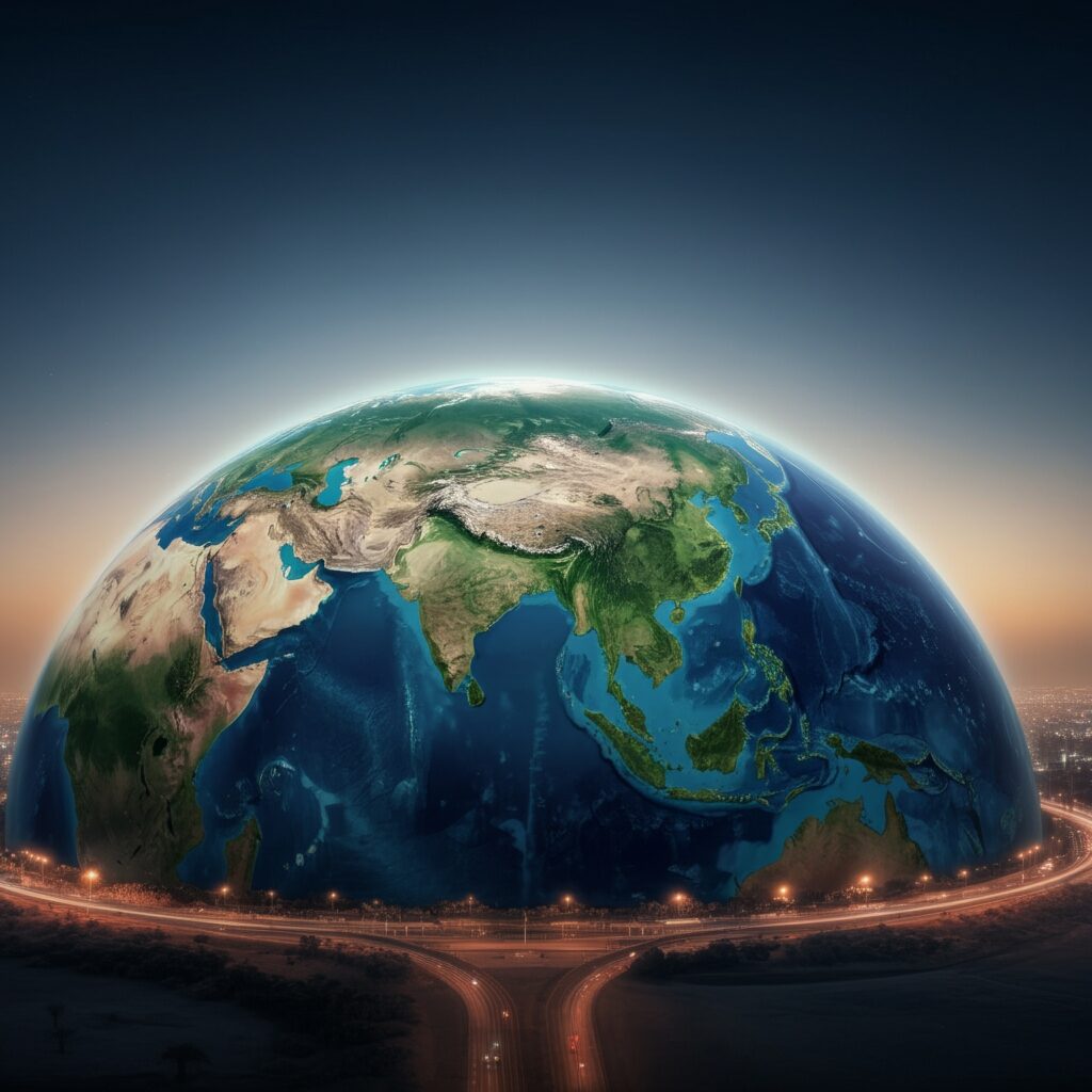 Hight,Detailed,Earth,In,A,Combination,Of,Water,And,Electricity